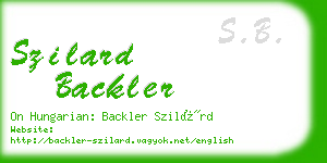 szilard backler business card